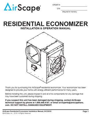 Residential Economizer Installation Manual