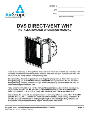 DVS Direct Vent Installation/Operation
